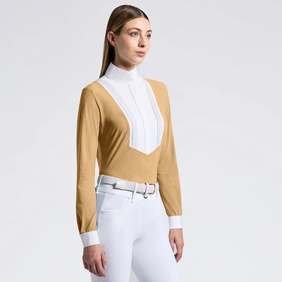 Cavalleria Toscana Tan equestrian show shirt perforated mesh - Picture 2 of 15